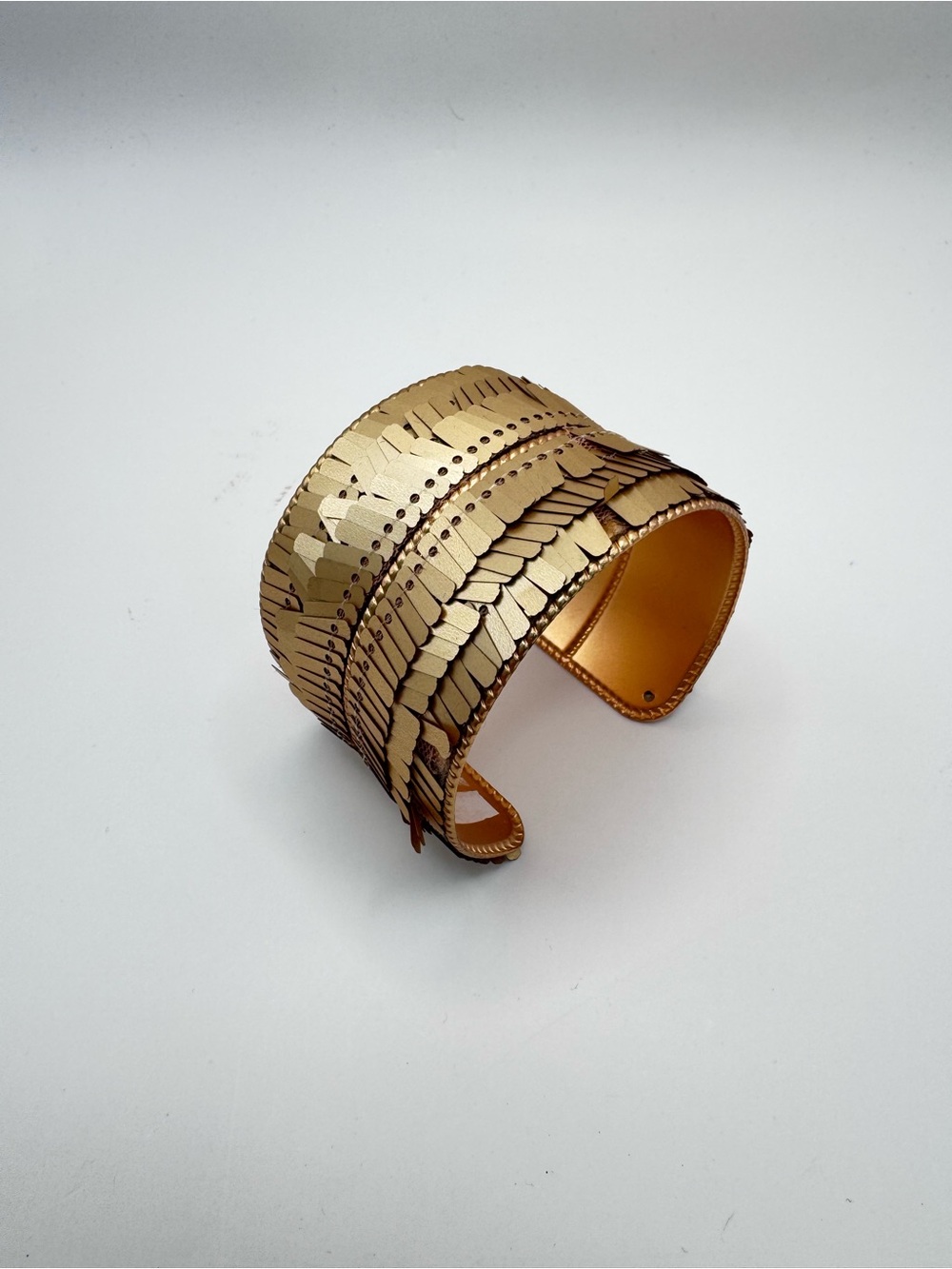 Sequin gold shimmer bangle cuff bracelet 2” width